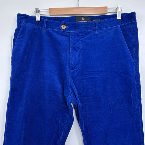Scotch & Soda Corduroy Pants Mens Sz 36x31 (36x32) Blue Straight Stretch Newman - Picture 1 of 11